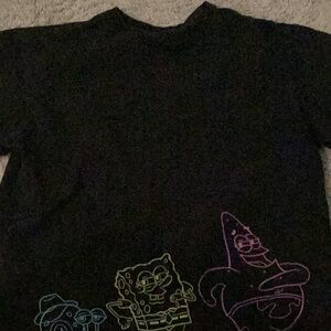 Black T-Shirt with Neon Cartoon Characters